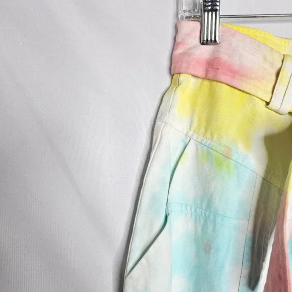 NWT LoveShackFancy Tao Denim Pants Jeans RAINBOW RADIAL TIE DYE size 0 XS Ankle - Picture 9 of 13